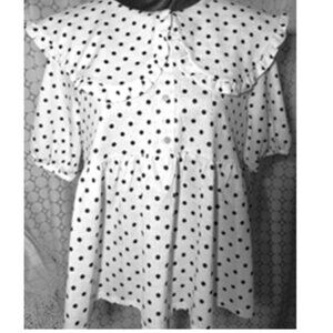 River Island White & Black Polka Dot Peplum Blouse w Peter Pan Collar